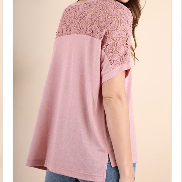 The Presley Top- blush pink with crochet detail - Picture 6 of 8